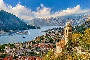 Montenegro Collection: Panoramic view of Kotor balkan village, Montenegro