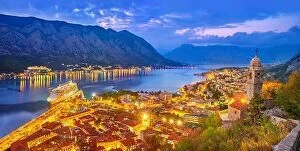 Montenegro Collection: Panoramic view of Kotor Old Town, Montenegro