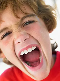 Portrait of Boy Shouting Print
