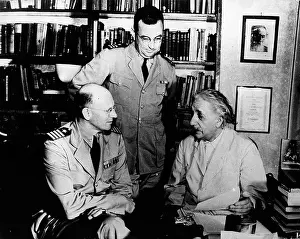 Albert Einstein Print with Captain G.E.Sage and Commander F.L.Douthit