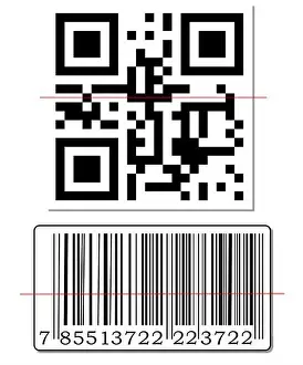 QR Code and Barcode Print with Red Scanning Line