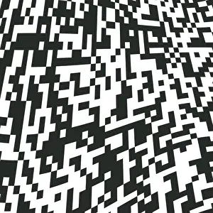 Framed Print : Black and White Pixel Noise QR Code Print