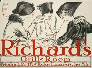 Richards Grill Room Print, Color Lithograph