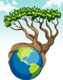 Earth and Tree Save the World Print