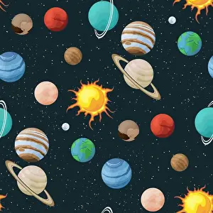 Solar System Print - Seamless Galaxy Background