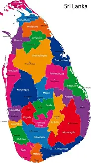 Sri Lanka Districts Colored Map Print