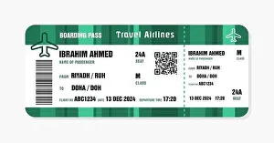 Doha Qatar Boarding Pass Print