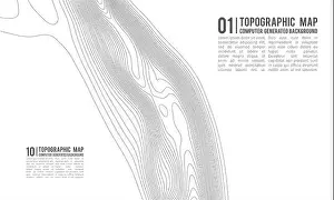Topographic Map Print with Contour Background