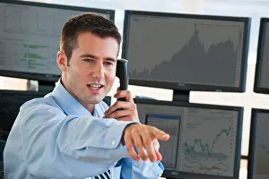 Conceptual Art Prints: Trader on phone print