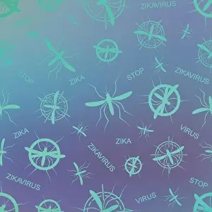 Zika Virus Pattern Print on Aedes Aegypti Background
