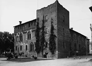 Middle Ages European Castles Prints: Angular view of the Castello Visconteo at Abbiategrasso, Milan