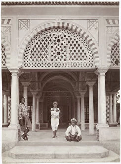 Tunis Collection: Arab Porticato building in Moresco style, in Tunis. At the center of the image there are three men