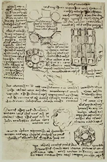 British Museum Artworks Prints: Architectual studies, writings by Leonardo da Vinci