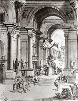 Architectural study, drawing by Baldassarre Peruzzi, Cabinet of Drawings and Prints, Uffizi Gallery, Florence
