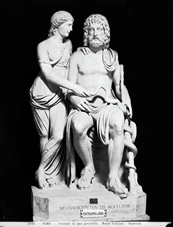 Prints of Asclepius and Hygeia young, marble, Roman Art, Vatican Museums, Vatican City State of the Vatican City Vatican Museums Sculpture Roman Art, Europe, Ancient Civilization. Date of Photograph:1890 ca Vatican City Prints: Asclepius and Hygeia young, marble, Roman Art, Vatican Museums, Vatican City