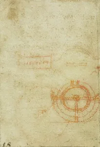 Astronomical drawing from the Codex Forster III, c.7v, by Leonardo da Vinci, housed in the Victoria and Albert Museum, London