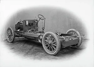 Automobile under construction (back view), made by the Florentia automobile company in the early 1900s