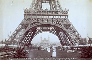 Parisian Landmarks Photography Prints: The base of the Eiffel Tower and the gardens around it