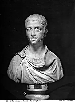 Historical Roman Emperors Portraits Prints: Bust of the emperor Severus Alexander, preserved in the Capitoline Museum, Rome