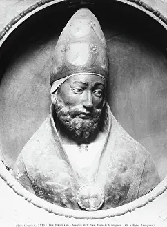 Prints of Bust representing St Gregory, work by Pietro Torrigiani, positioned in the Hospital of St Fina, in San Gimignano San Gimignano St Fina Hospital Bust Renaissance Baroque Art Prints: Bust representing St Gregory, work by Pietro Torrigiani