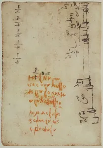 Renaissance Architecture Drawings Prints: Calculations for an architectual plan and some notes