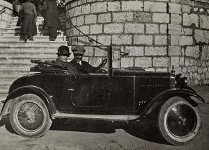 Old Car Photography Prints: A car with two passengers