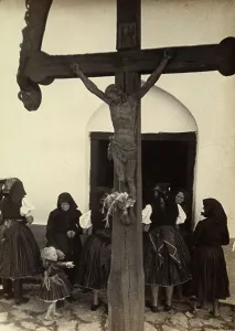 In front of the church