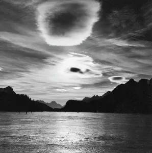 Clouds on a mountain lake
