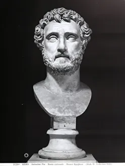 Ancient Roman Emperor Portraits Prints: Colossal bust of the emperor Antoninus Pius, preserved in the Borghese Gallery, Rome