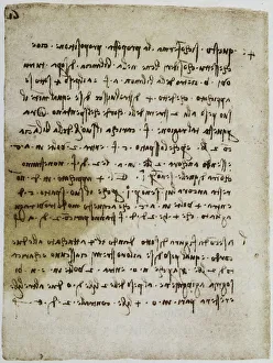 Considerations on balancing weights, page from the Codex Forster II, c.98v, by Leonardo da Vinci, housed in the Victoria and Albert Museum, London