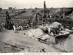 Related Images Collection: Construction of a bridge on a drainage channel