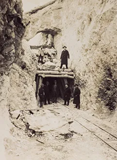 Railway Transportation Prints: Construction of a tunnel in the mountain