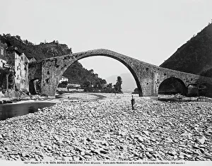 Medieval Bridge Architecture Prints: Devil's Bridge in Borgo a Mozzano