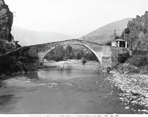 Medieval Bridge Architecture Prints: Devil's Bridge at Lanzo Torinese