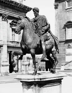 European Ancient Civilization Artifacts Prints: Equestrian statue of Marcus Aurelius, Campidoglio Square, Rome