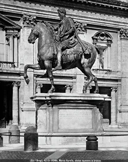 Roman Imperial Period Art Prints: Equestrian statue of Marcus Aurelius seen in profile