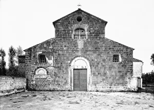 Romanesque Cathedral Architecture Prints: The faade of the Romanesque cathedral of Calvi Risorta, in the province of Caserta