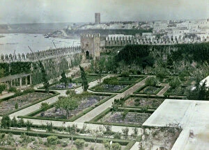 Rabat Collection: A garden inside the walls of the Oudaia Kasbah and a view of Rabat, Morocco