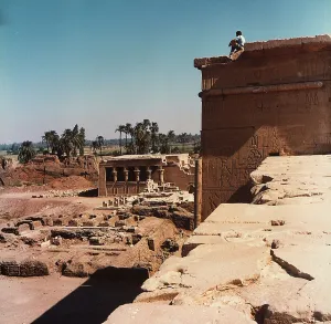 Dendera Temple Egypt Prints: General view of the interior of the temple complex at Dendera