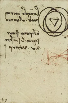 Geometrical studies on angles and intersections, writings from the Codex Forster III, c.29v, by Leonardo da Vinci, housed in the Victoria and Albert Museum, London