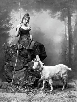 Framed Print : A goat with his shepherdess Framed Print : A goat with his shepherdess