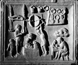 Goldsmith workshop. Low relief exhibited in the Augustan Exposition of 1937-1938 in Rome and conserved in the National Archaeological Museum in Naples