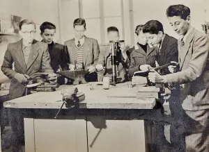 Group of boys in a technical laboratory