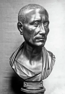 Ancient European Civilization Artifacts Prints: Head in basalt of Julius Caesar kept in Berlin