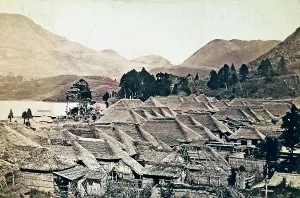 Reise Frinnerungen': houses in the village of Simonesaki, Japan