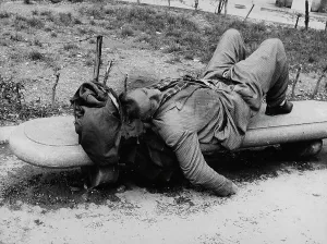 Park Bench Photography Prints: Man lying on a bench