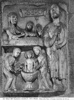 Middle Ages Sculpture Prints: Marble bas-relief representing the presepe