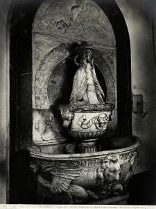 Marble lavabo, attributed to Verrocchio, located in the Old Sacristry of the Basilica of San Lorenzo, Florence