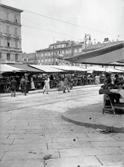 Market in the square in Trieste
