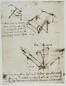 European Renaissance Baroque Styles Prints: Mechanical devices, study belonging to the Codex Forster I